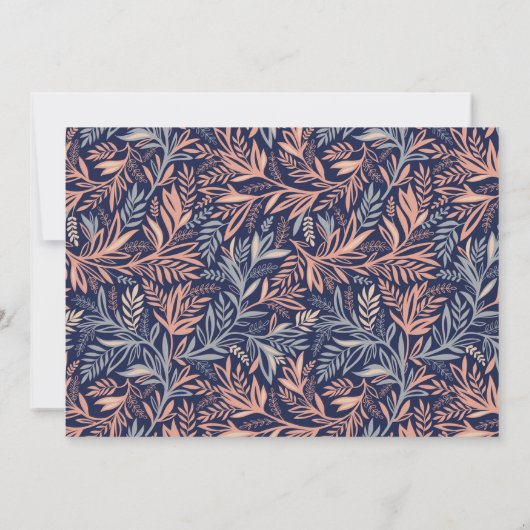 Muster Navy & Pink Floral & Pflanze - Save the Dat Save The Date (Rückseite)