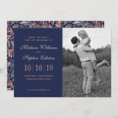 Muster Navy & Pink Floral & Pflanze - Save the Dat Save The Date (Vorne/Hinten)