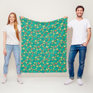 Muster niedlich-beige-türkisfarbener Schmetterling Fleecedecke