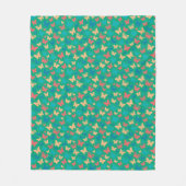 Muster niedlich-beige-türkisfarbener Schmetterling Fleecedecke (Vorderseite)