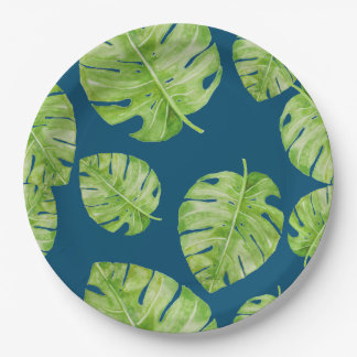 Muster Niedlich Chic Banana Leaf Green Blue Pappteller