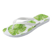 Muster Niedlich Chic Banana Leaf Green White Badesandalen (Schrägansicht)