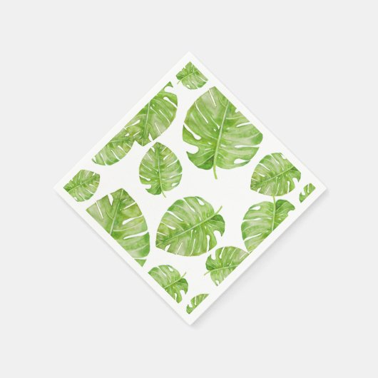 Muster Niedlich Chic Banana Leaf Green White Serviette (Ecke)