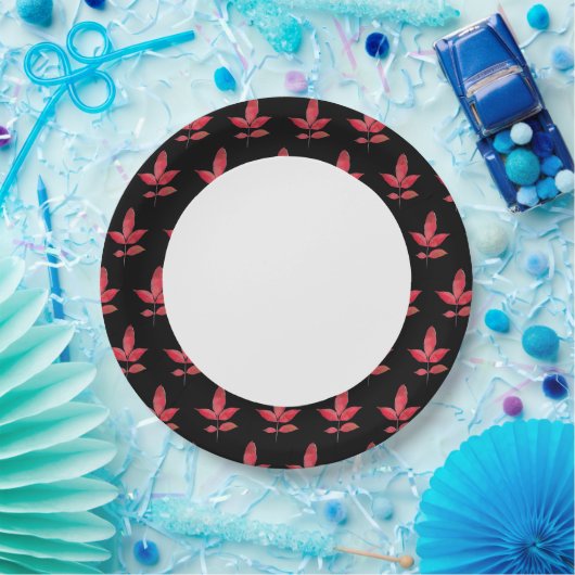 Muster Niedlich Chic Leaf farbenfroh schwarz Pappteller (Party)