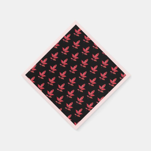 Muster Niedlich Chic Leaf farbenfroh schwarz Serviette (Ecke)