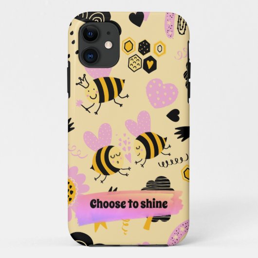 Muster niedliche Bienen iPhone Case (Rückseite)