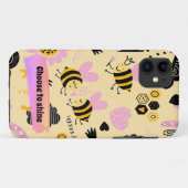Muster niedliche Bienen iPhone Case (Rückseite (Horizontal))