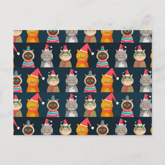Muster niedliche Katzenweihe, Meow Christmas Postkarte (Vorderseite)