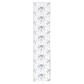 Muster NO.4: Blauer u. grauer belaubter blühender Kurzer Tischläufer (Vorderseite)