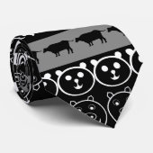 Muster Nr. 2 für Schwarz-weiße Niedliche Tiere Krawatte (Gerollt)