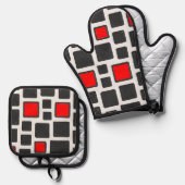 Muster Ofenhandschuh & Topflappen-Set (Vorderseite/Rückseite)