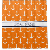 Muster Orange Blue Nautical Boat Name Duschvorhang (Vorderseite)