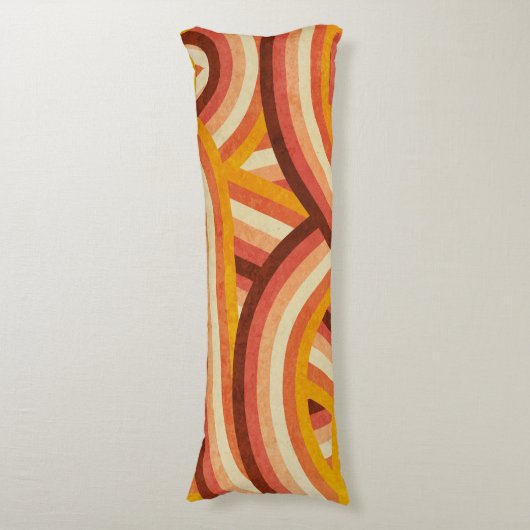 Muster Orange/Creme/braune Retro-Regenbogenstreife Seitenschläferkissen (Vorderseite Vertikal)