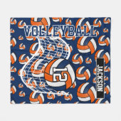 Muster Orange, Dunkelblau und Weiß für Volleyball Fleecedecke (Vorderseite (Horizontal))