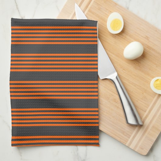 Muster Orange und Kohle, fünf Streifen Geschirrtuch (Viertel Falte)