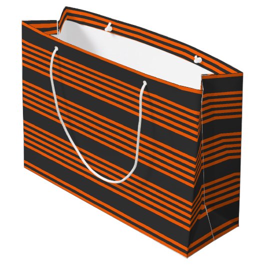 Muster Orange und Kohle, fünf Streifen Große Geschenktüte (Rückseite Schrägansicht)