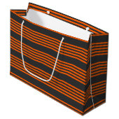 Muster Orange und Kohle, fünf Streifen Große Geschenktüte (Vorderseite Schrägansicht)