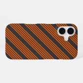 Muster Orange und Kohle, fünf Streifen iPhone 16 Hülle (Rückseite (Horizontal))