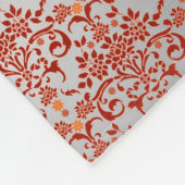 Muster Orange und Silvery White Floral Damask Fleecedecke (Ecke)