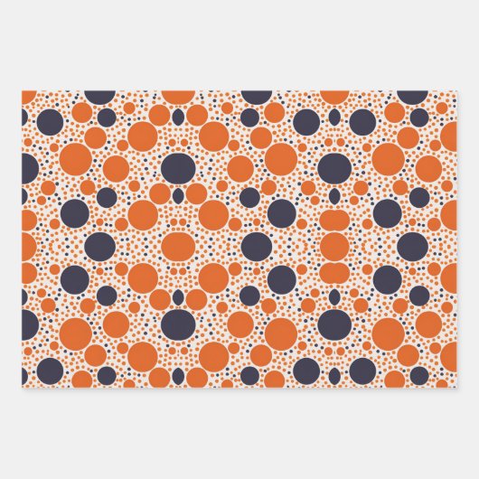 Muster orangefarbener und blauer Kreise Geschenkpapier Set (Vorderseite 2)