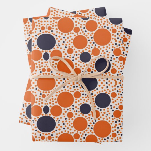 Muster orangefarbener und blauer Kreise Geschenkpapier Set (Beispiel)
