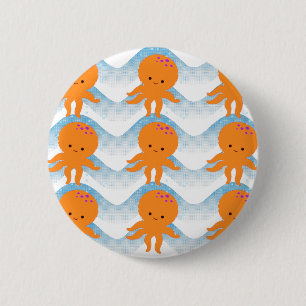 Muster Orangen- und Blauwellen Button