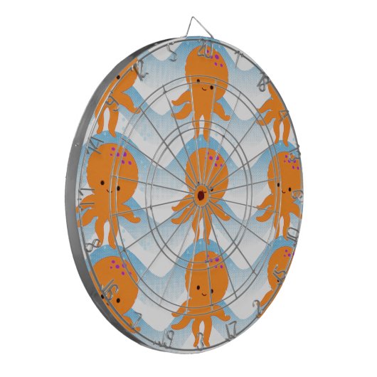 Muster Orangen- und Blauwellen Dartscheibe (Vorderseite Links)