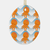 Muster Orangen- und Blauwellen Keramikornament (Rechts)