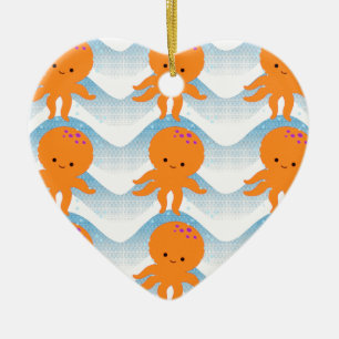 Muster Orangen- und Blauwellen Keramikornament