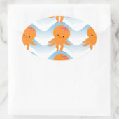 Muster Orangen- und Blauwellen Ovaler Aufkleber (Tasche)