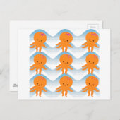 Muster Orangen- und Blauwellen Postkarte (Vorne/Hinten)