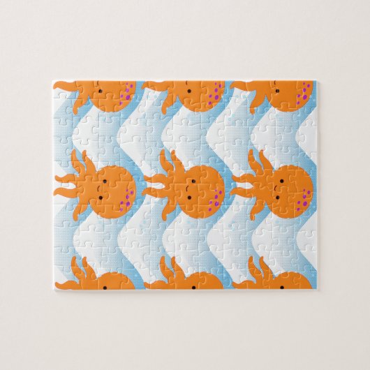 Muster Orangen- und Blauwellen Puzzle (Horizontal)