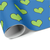 Muster-Papier für niedliche blaue und grüne Herzen Geschenkpapier (Rolleneckpunkt)