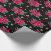 Muster-Papier für Poinsettia und Gold-Kreise Geschenkpapier (Ecke)