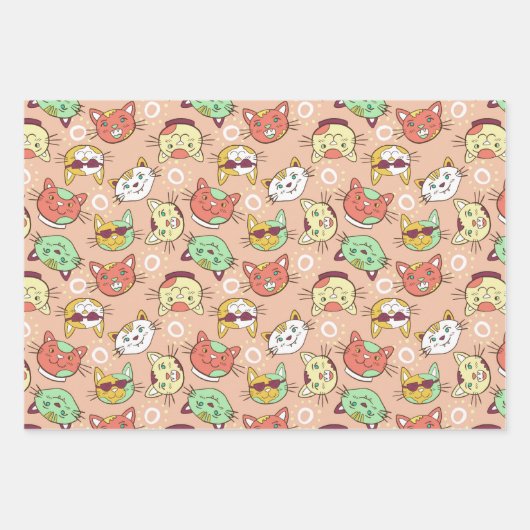 Muster-Papierblätter für Katzen Geschenkpapier Set (Vorderseite 3)