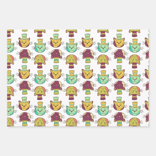 Muster-Papierblätter für Katzen Geschenkpapier Set (Vorderseite 2)