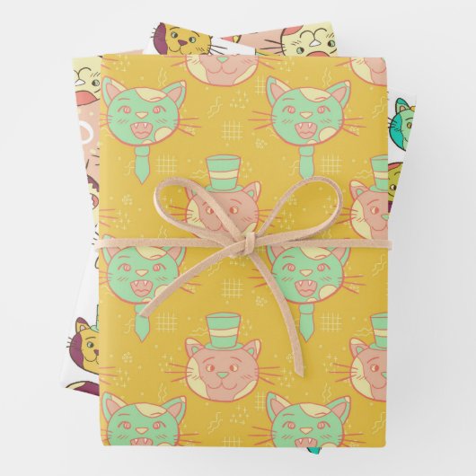 Muster-Papierblätter für Katzen Geschenkpapier Set (Beispiel)