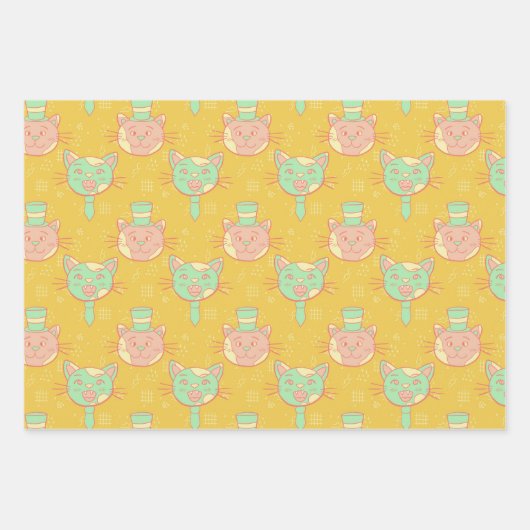 Muster-Papierblätter für Katzen Geschenkpapier Set (Vorderseite)