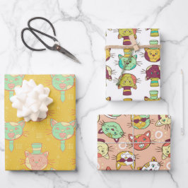 Muster-Papierblätter für Katzen Geschenkpapier Set