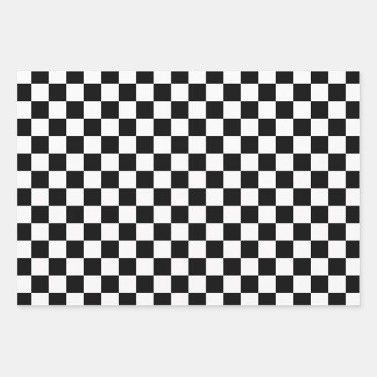 Muster-Papierblätter für Schwarz-weißes Schachbret Geschenkpapier Set (Vorderseite 3)