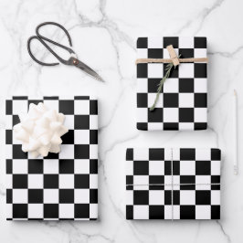 Muster-Papierblätter für Schwarz-weißes Schachbret Geschenkpapier Set