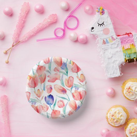 Muster-Papierbowle für Wasserfarben-Tulips Pappteller (Party)