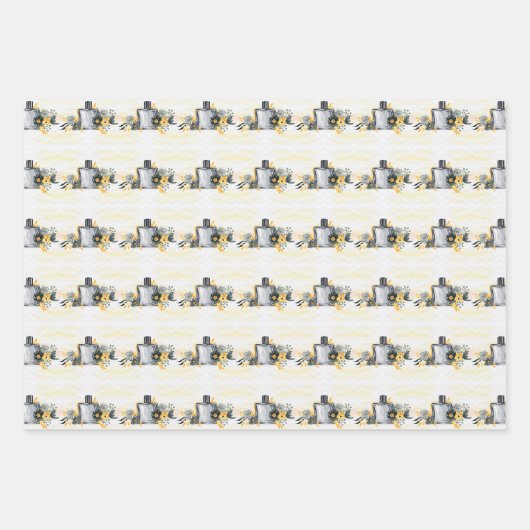 Muster-Papierfolien für Blumenparfums Geschenkpapier Set (Vorderseite)