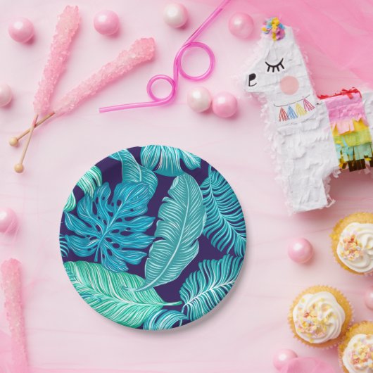 Muster-Papierplatte für tropisches grünes blaues B Pappteller (Party)