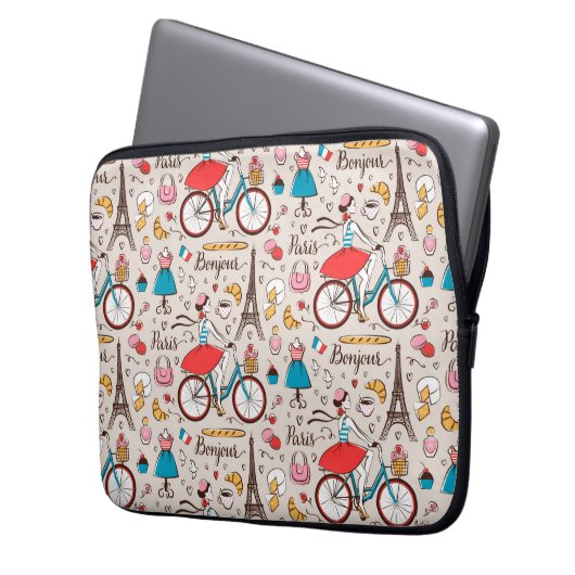 Muster Paris Frankreich Laptopschutzhülle (Vorderseite Links)