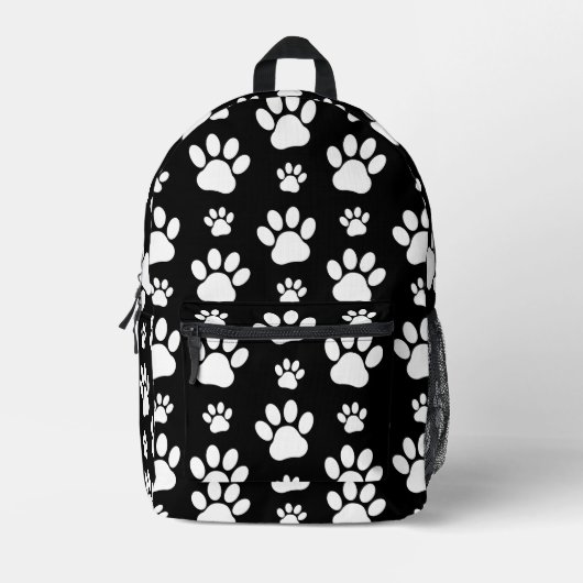 Muster, Paw-Prints, Hundeschrauben, Schwarz und We Bedruckter Rucksack (Vorderseite)