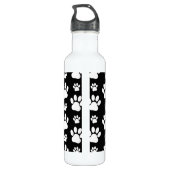 Muster, Paw-Prints, Hundeschrauben, Schwarz und We Edelstahlflasche (Rückseite)