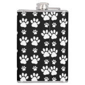 Muster, Paw-Prints, Hundeschrauben, Schwarz und We Flachmann (Rückseite)