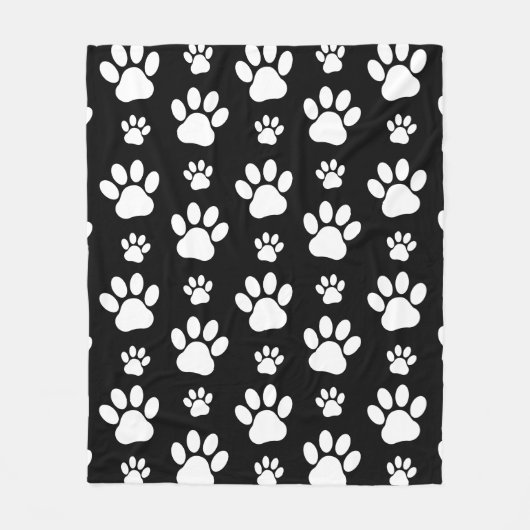 Muster, Paw-Prints, Hundeschrauben, Schwarz und We Fleecedecke (Vorderseite)