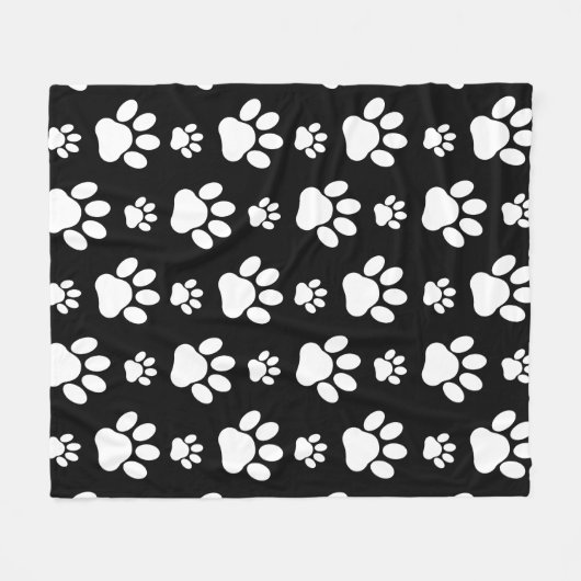 Muster, Paw-Prints, Hundeschrauben, Schwarz und We Fleecedecke (Vorderseite (Horizontal))